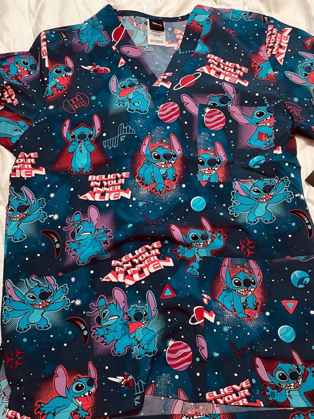 Disney stitch scrub top